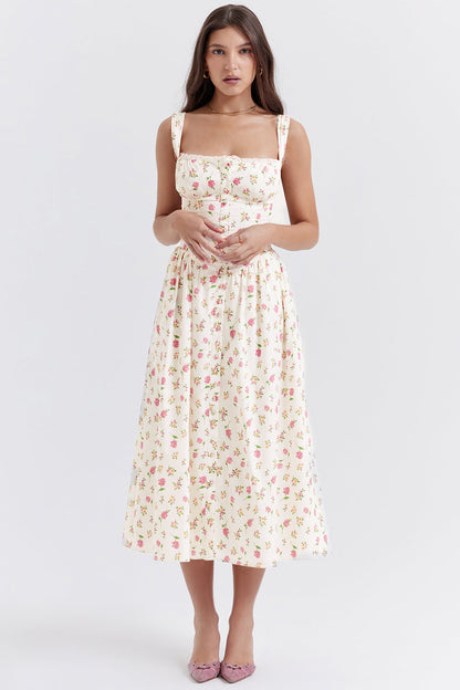 iNDY - Stijlvolle bloemen midi zomerjurk