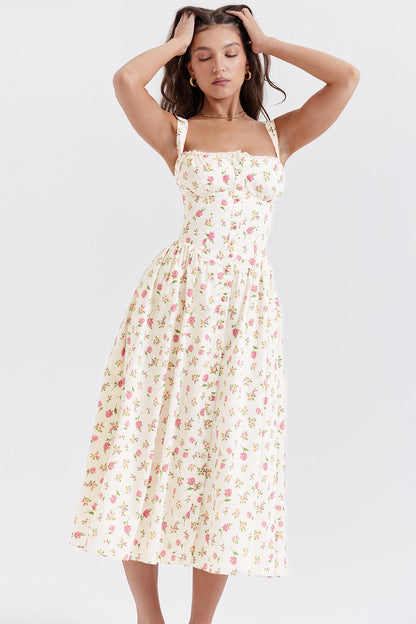iNDY - Stijlvolle bloemen midi zomerjurk